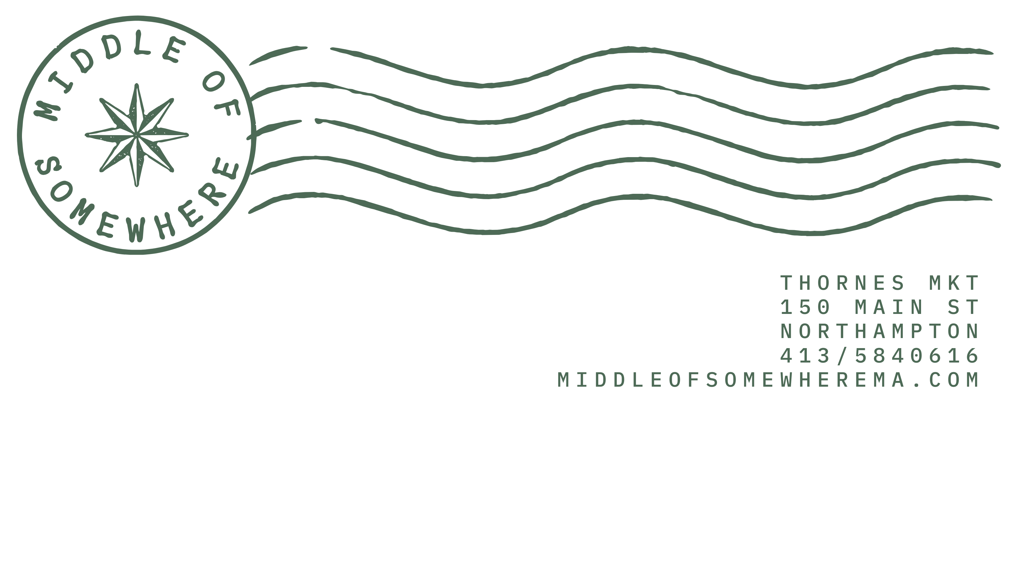 Middle of Somewhere postmark with Northampton address